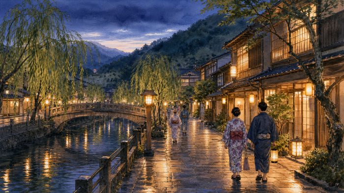 Ilustración de Kinosaki Onsen